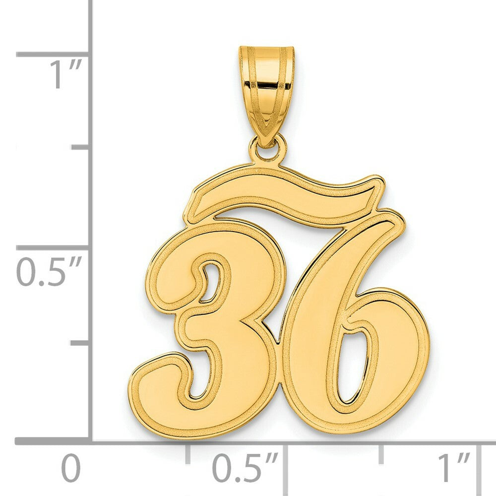 14K Yellow Gold Polished Script Number 36 Pendant