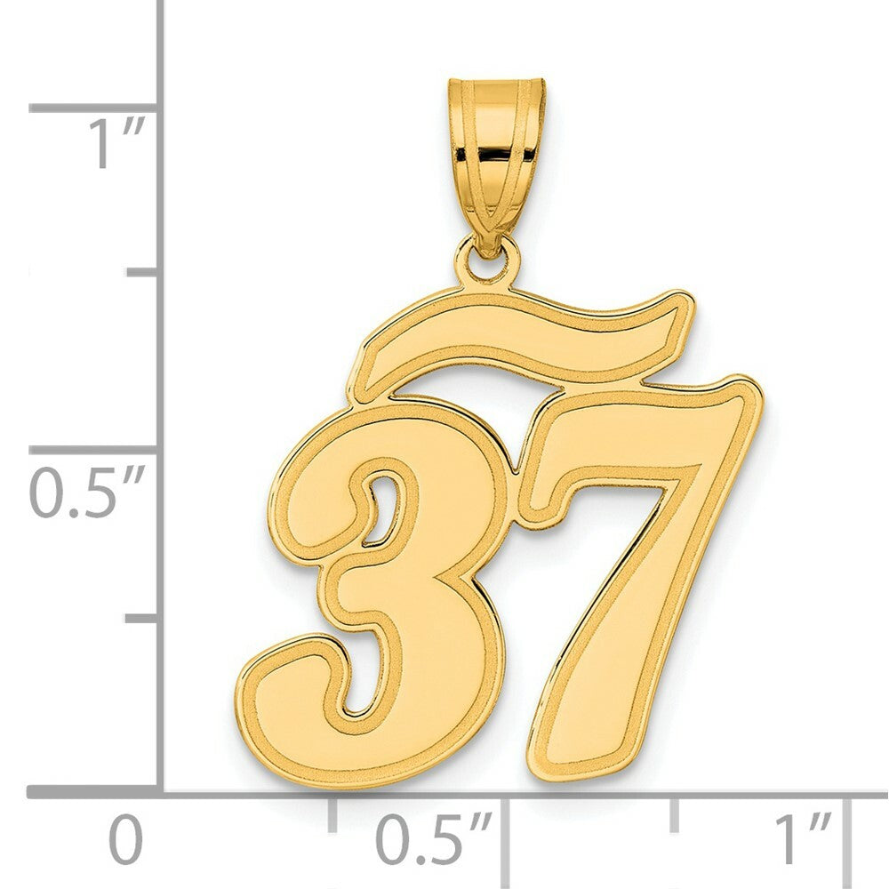 14K Yellow Gold Polished Script Number 37 Pendant