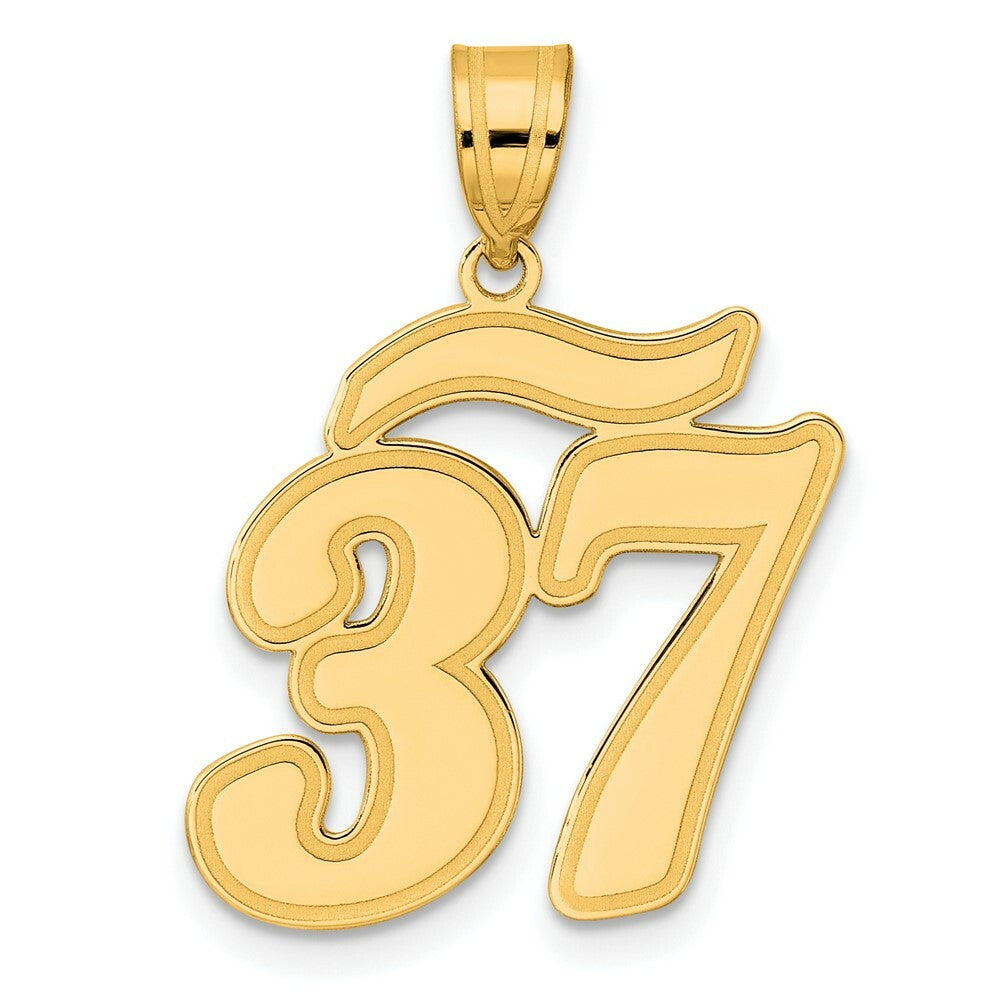 14K Yellow Gold Polished Script Number 37 Pendant