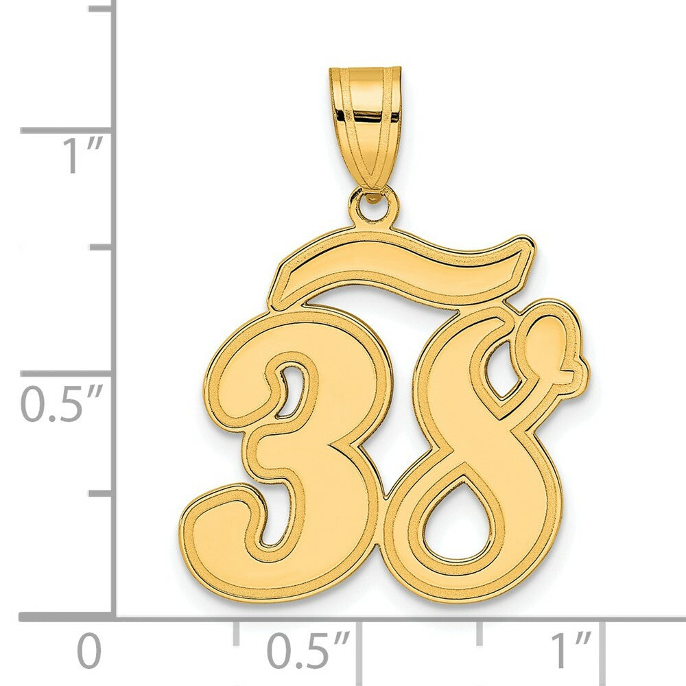 14K Yellow Gold Polished Script Number 38 Pendant