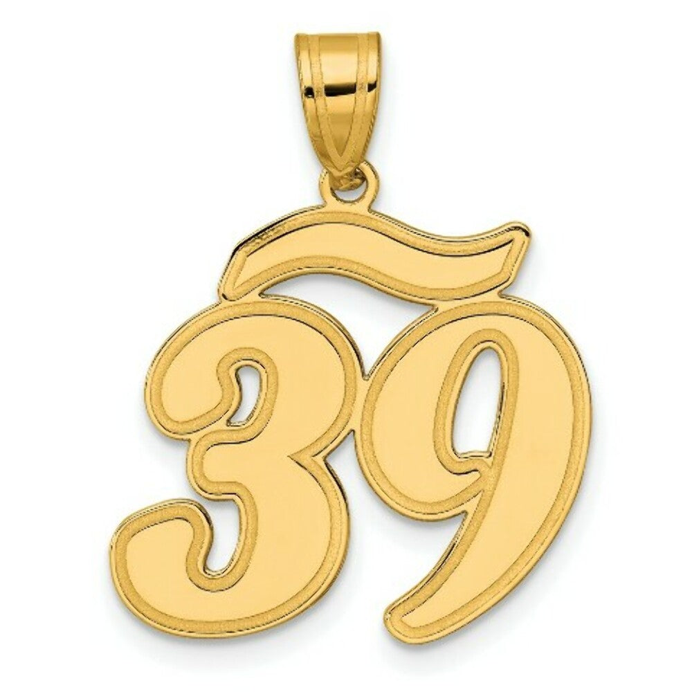 14K Yellow Gold Polished Script Number 39 Pendant