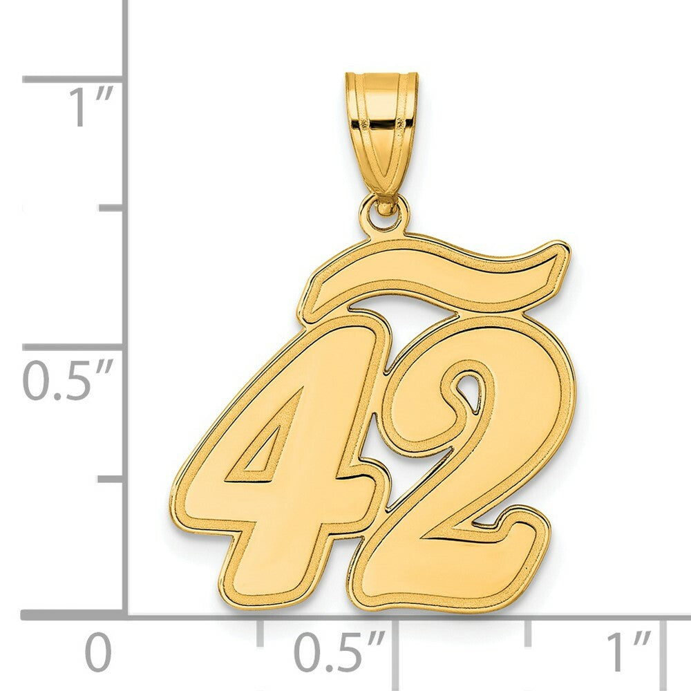 14K Yellow Gold Polished Script Number 42 Pendant