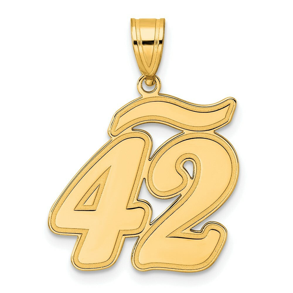 14K Yellow Gold Polished Script Number 42 Pendant