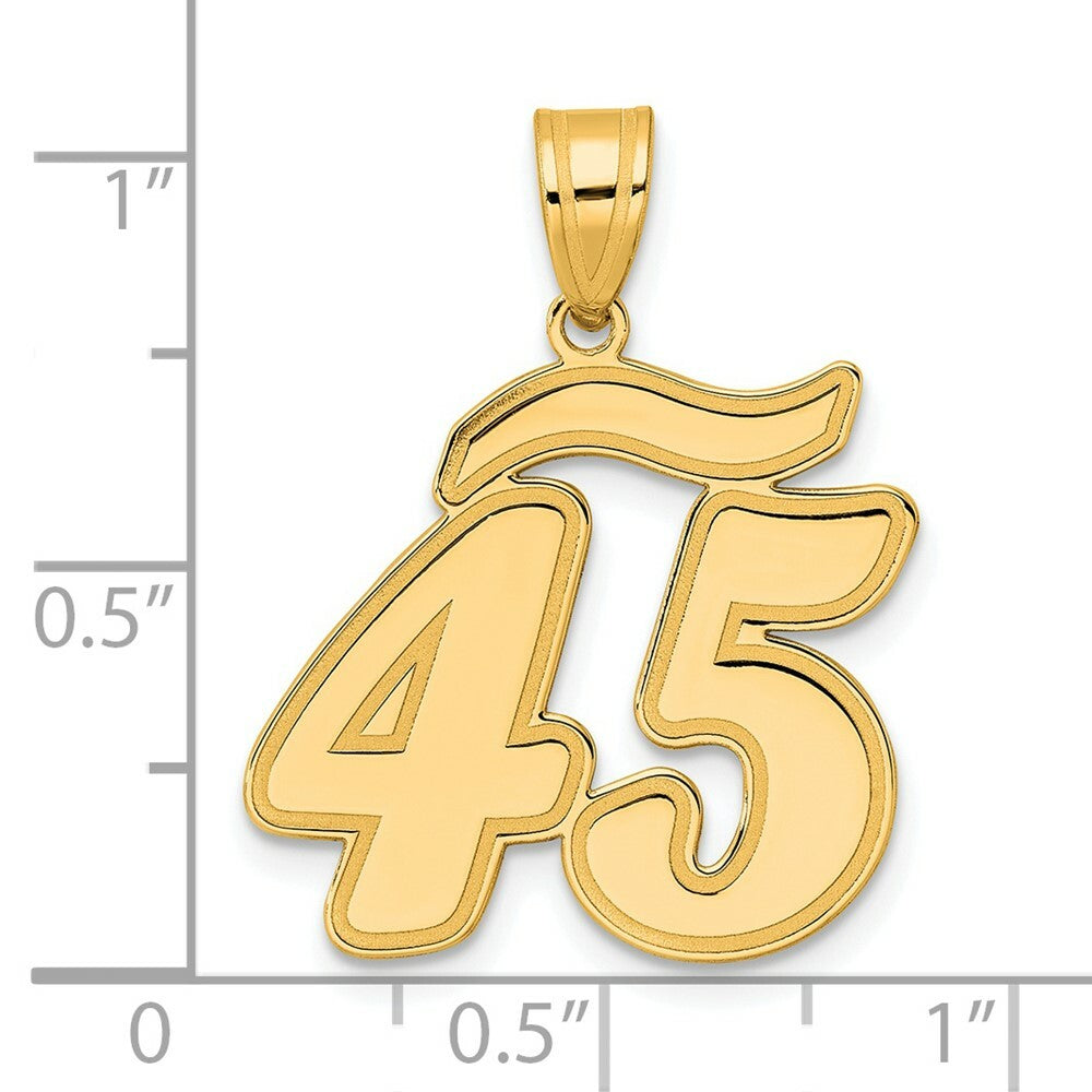 14K Yellow Gold Polished Script Number 45 Pendant