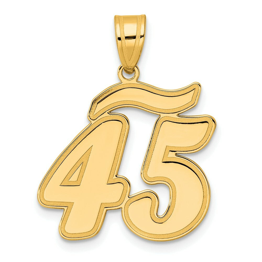 14K Yellow Gold Polished Script Number 45 Pendant