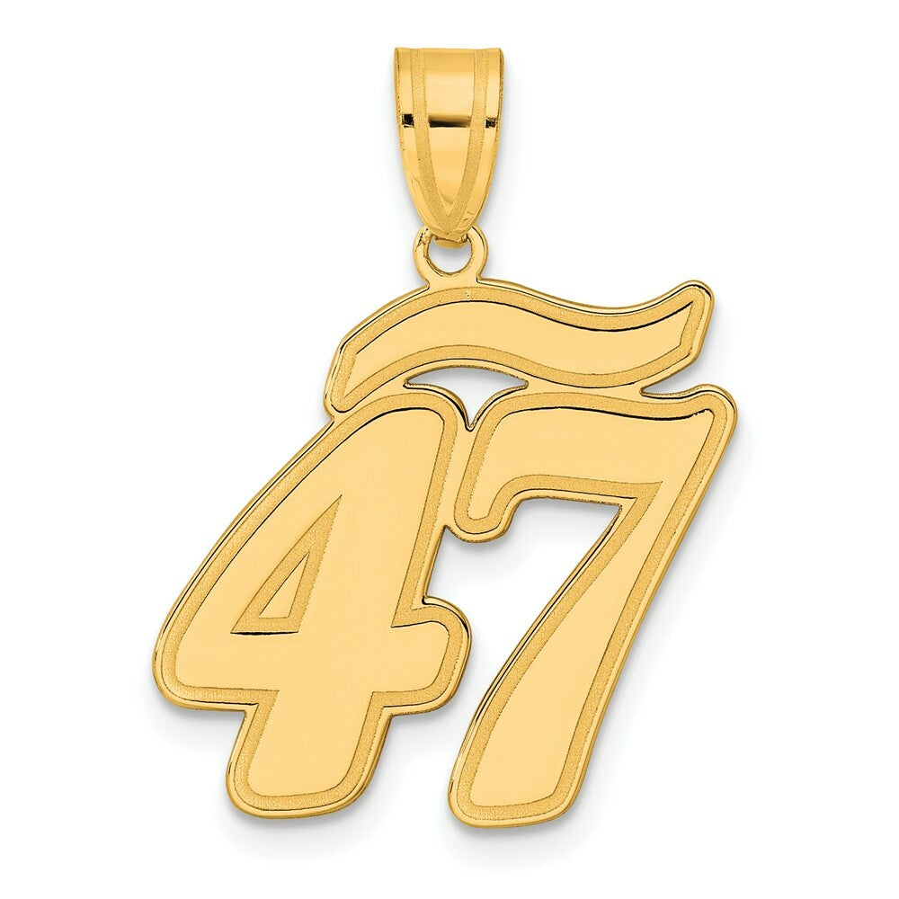 14K Yellow Gold Polished Script Number 47 Pendant