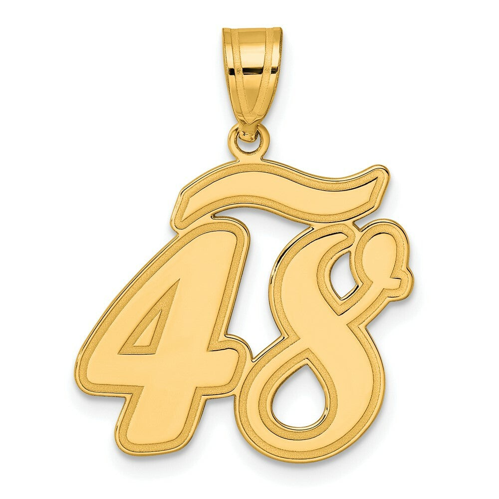 14K Yellow Gold Polished Script Number 48 Pendant