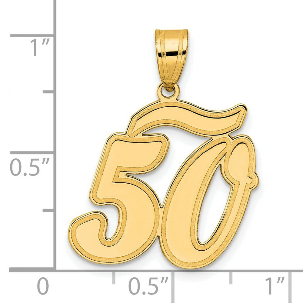 14K Yellow Gold Polished Script Number 50 Pendant