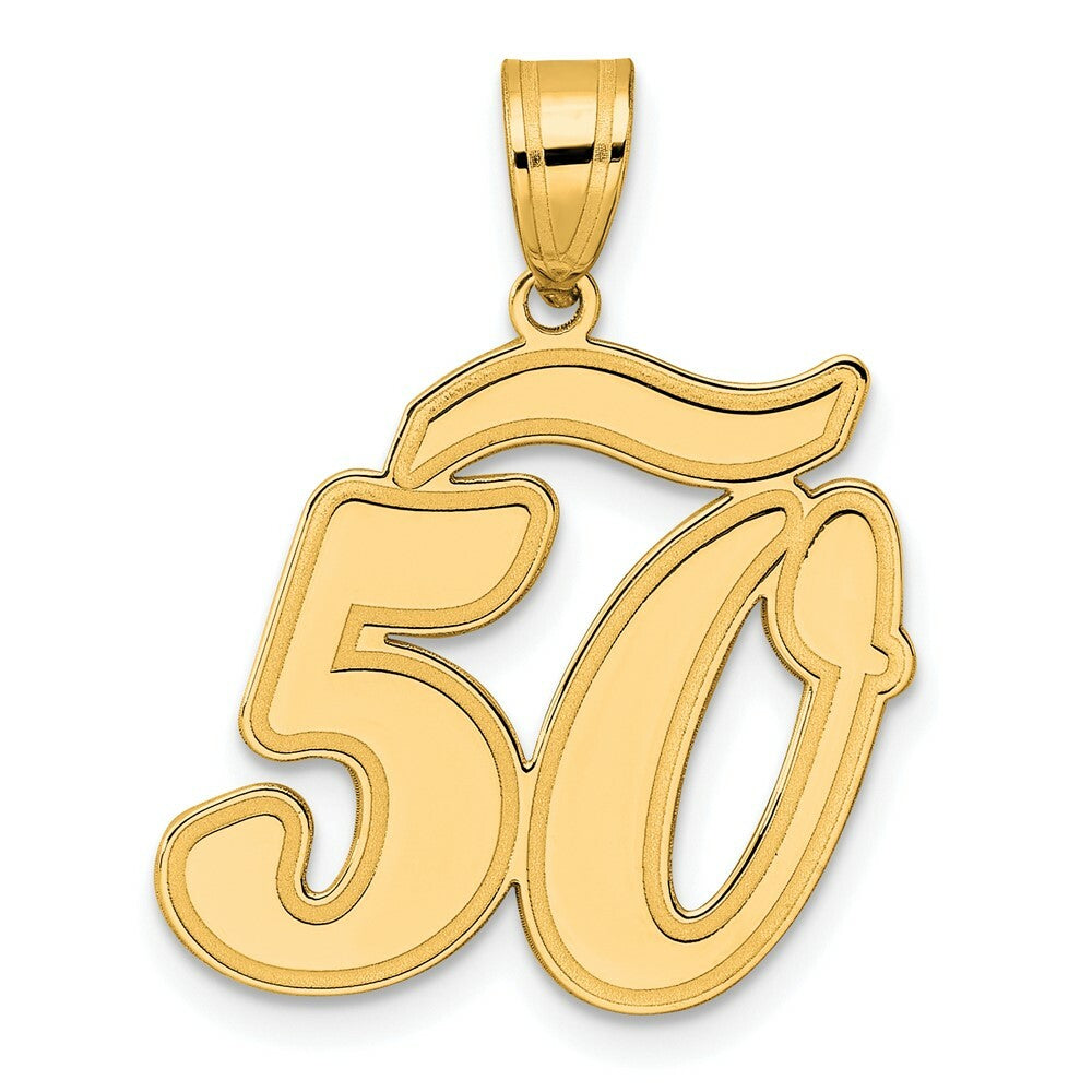14K Yellow Gold Polished Script Number 50 Pendant