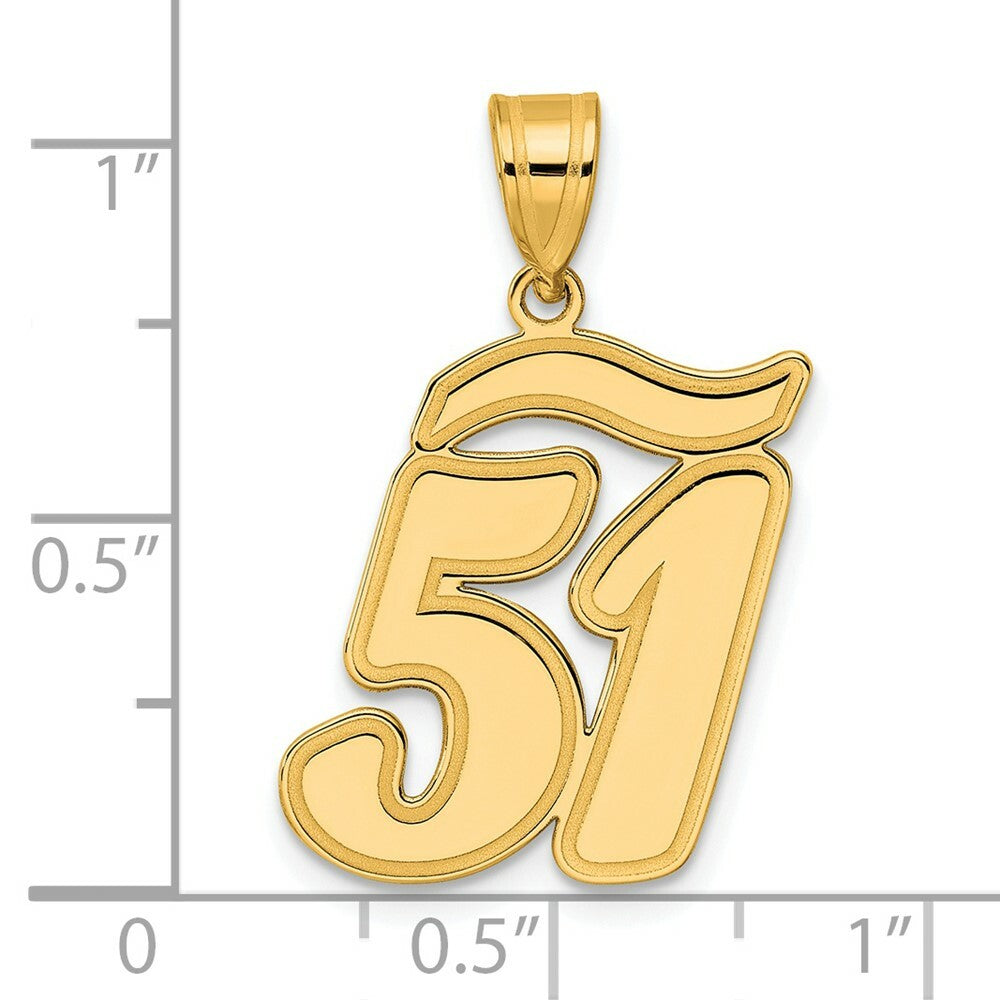 14K Yellow Gold Polished Script Number 51 Pendant