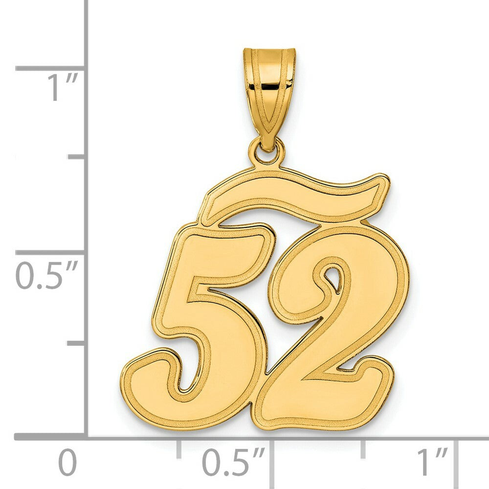 14K Yellow Gold Polished Script Number 52 Pendant