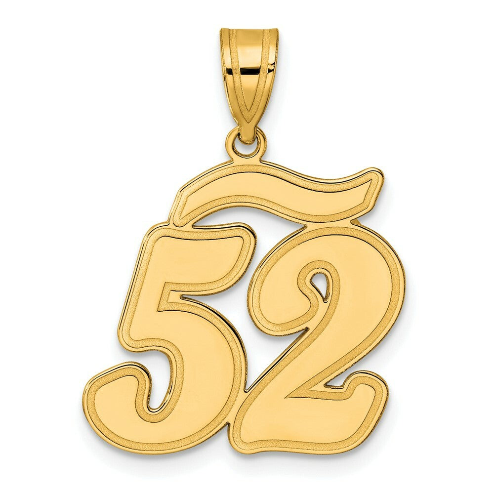 14K Yellow Gold Polished Script Number 52 Pendant