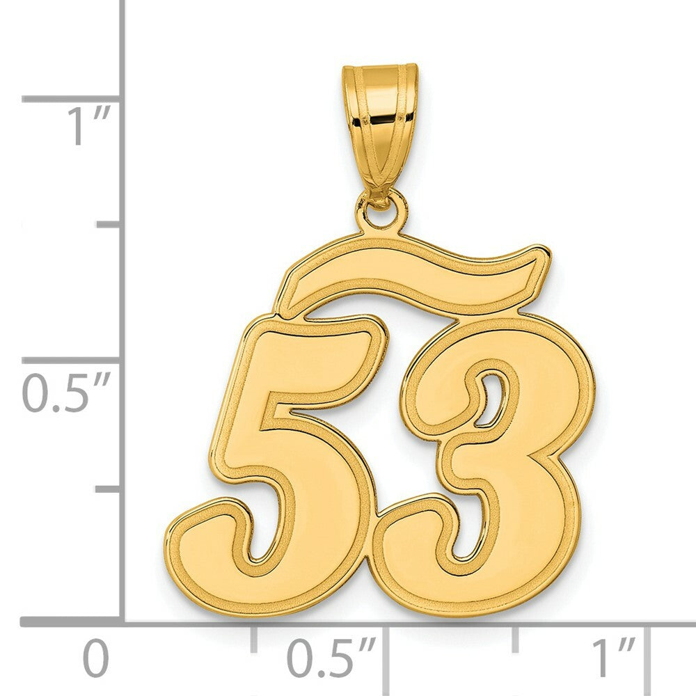 14K Yellow Gold Polished Script Number 53 Pendant