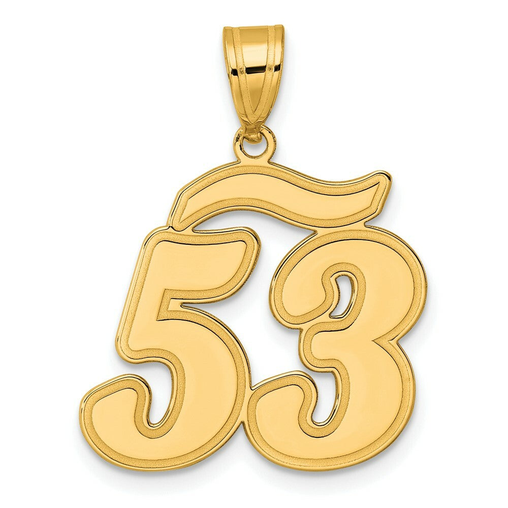 14K Yellow Gold Polished Script Number 53 Pendant