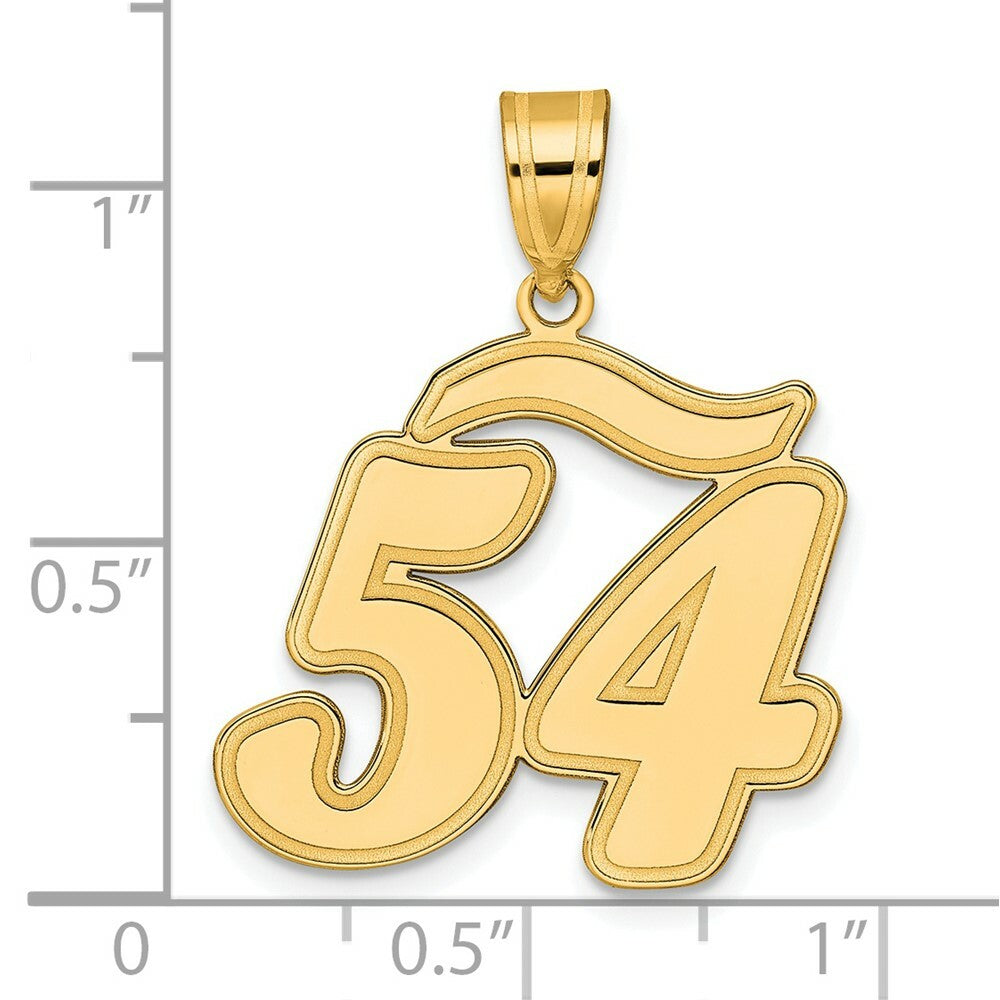 14K Yellow Gold Polished Script Number 54 Pendant