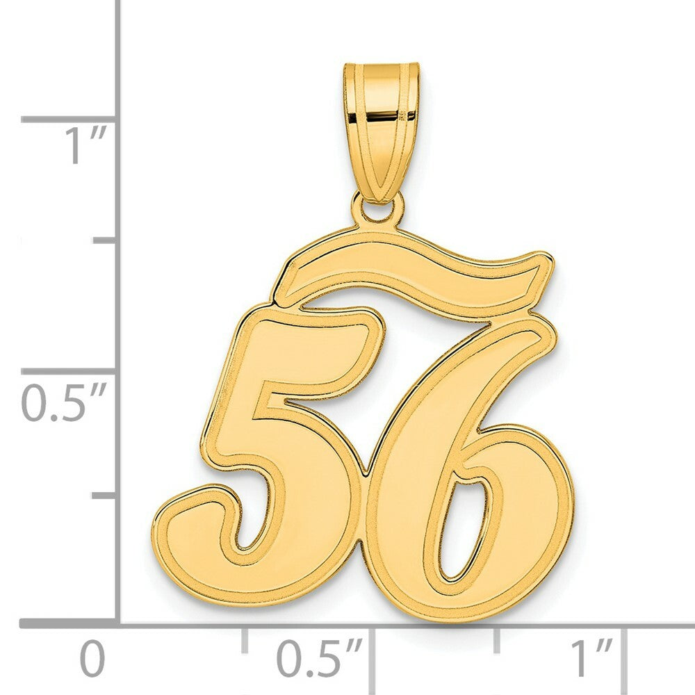 14K Yellow Gold Polished Script Number 56 Pendant