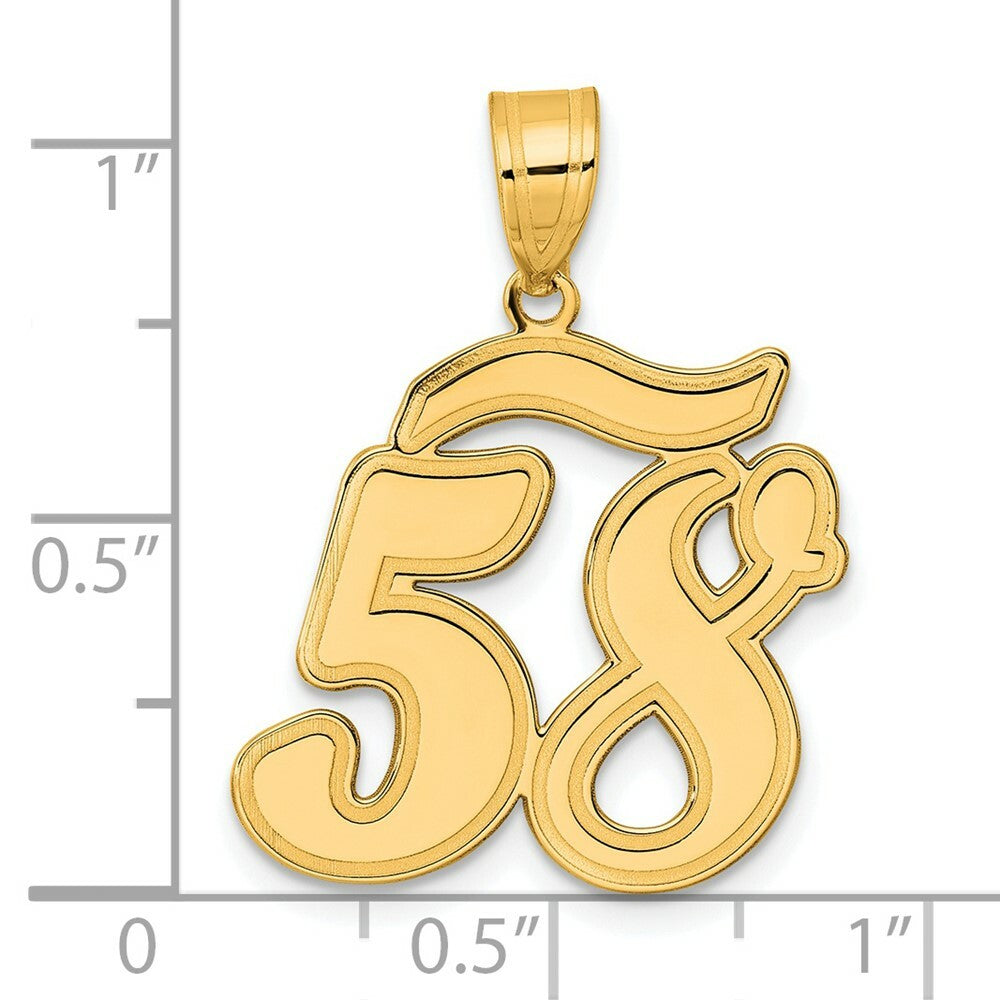 14K Yellow Gold Polished Script Number 58 Pendant