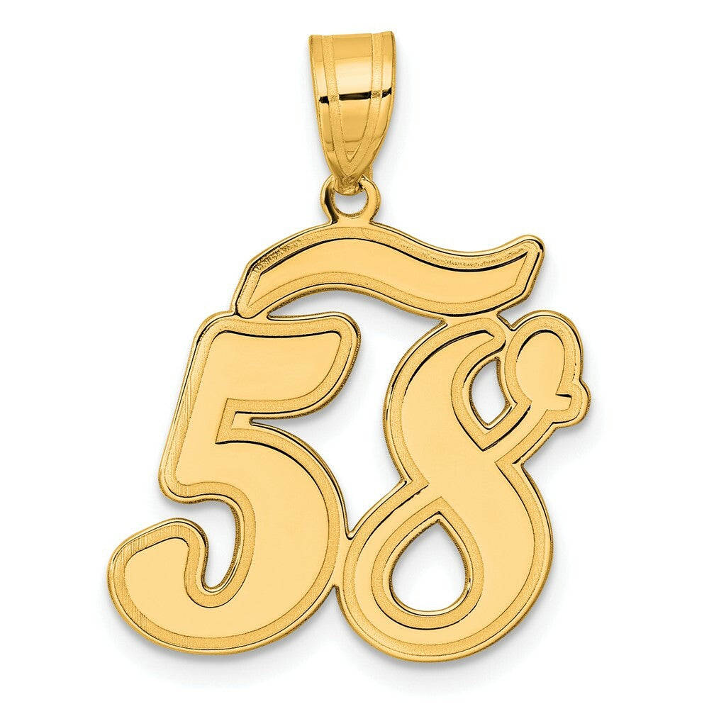 14K Yellow Gold Polished Script Number 58 Pendant