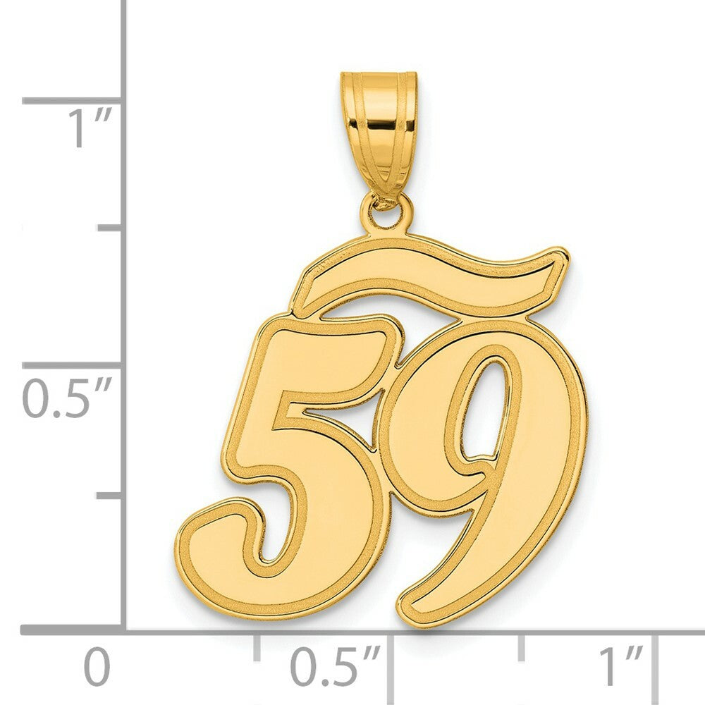 14K Yellow Gold Polished Script Number 59 Pendant