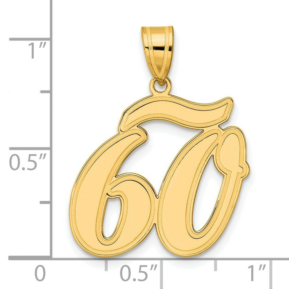 14K Yellow Gold Polished Script Number 60 Pendant