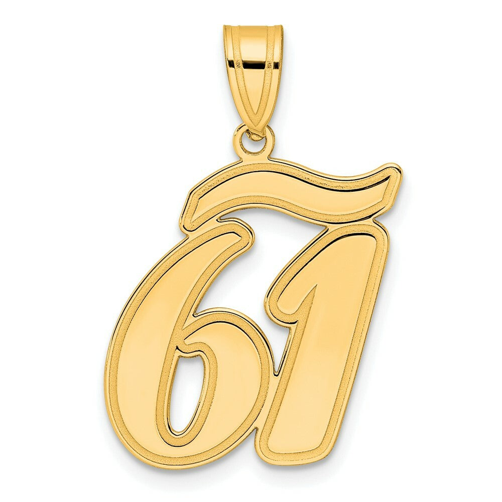 14K Yellow Gold Polished Script Number 61 Pendant