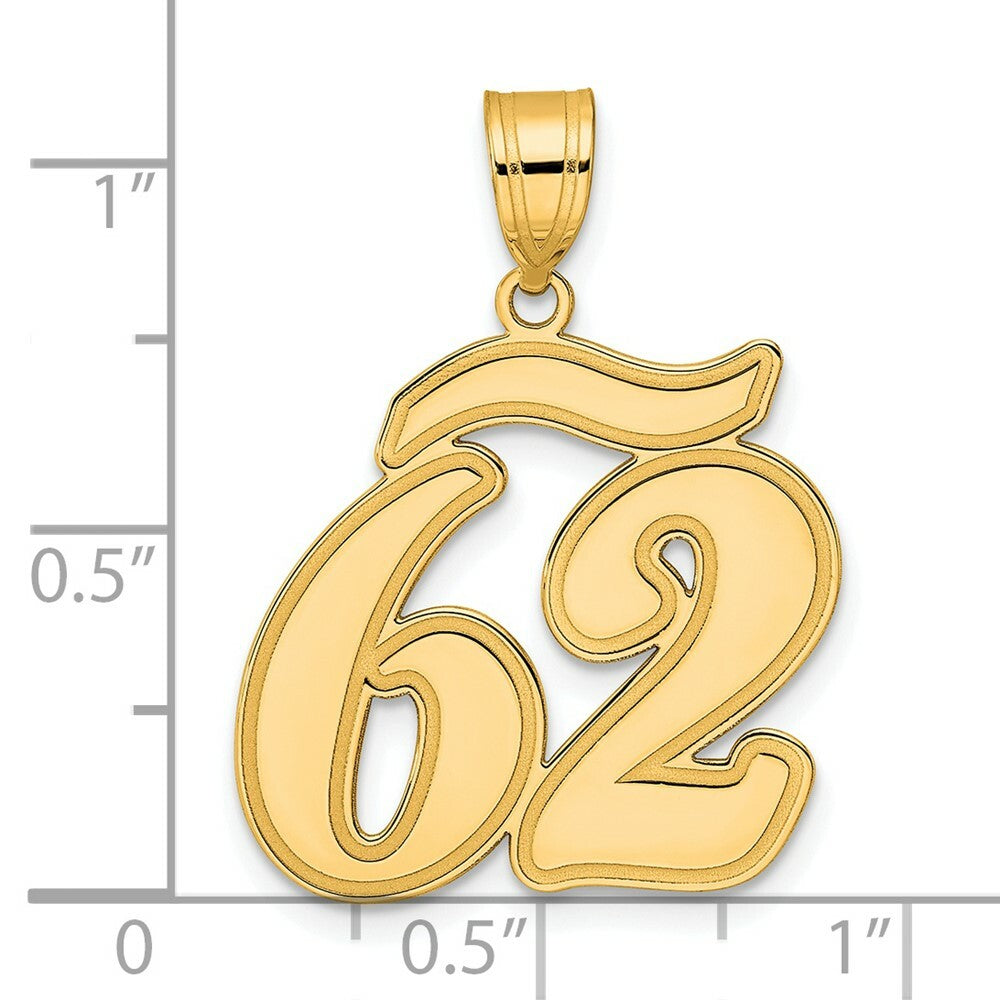 14K Yellow Gold Polished Script Number 62 Pendant
