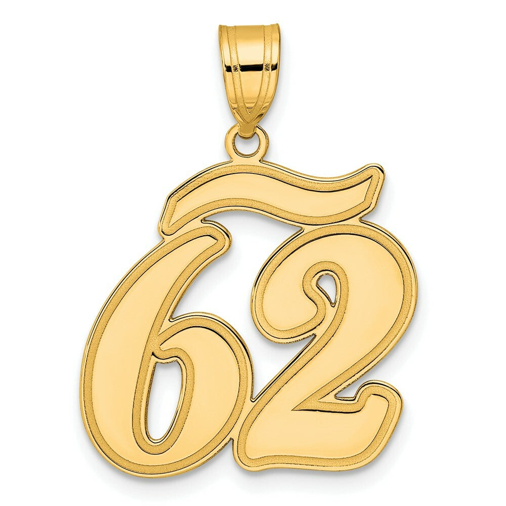 14K Yellow Gold Polished Script Number 62 Pendant