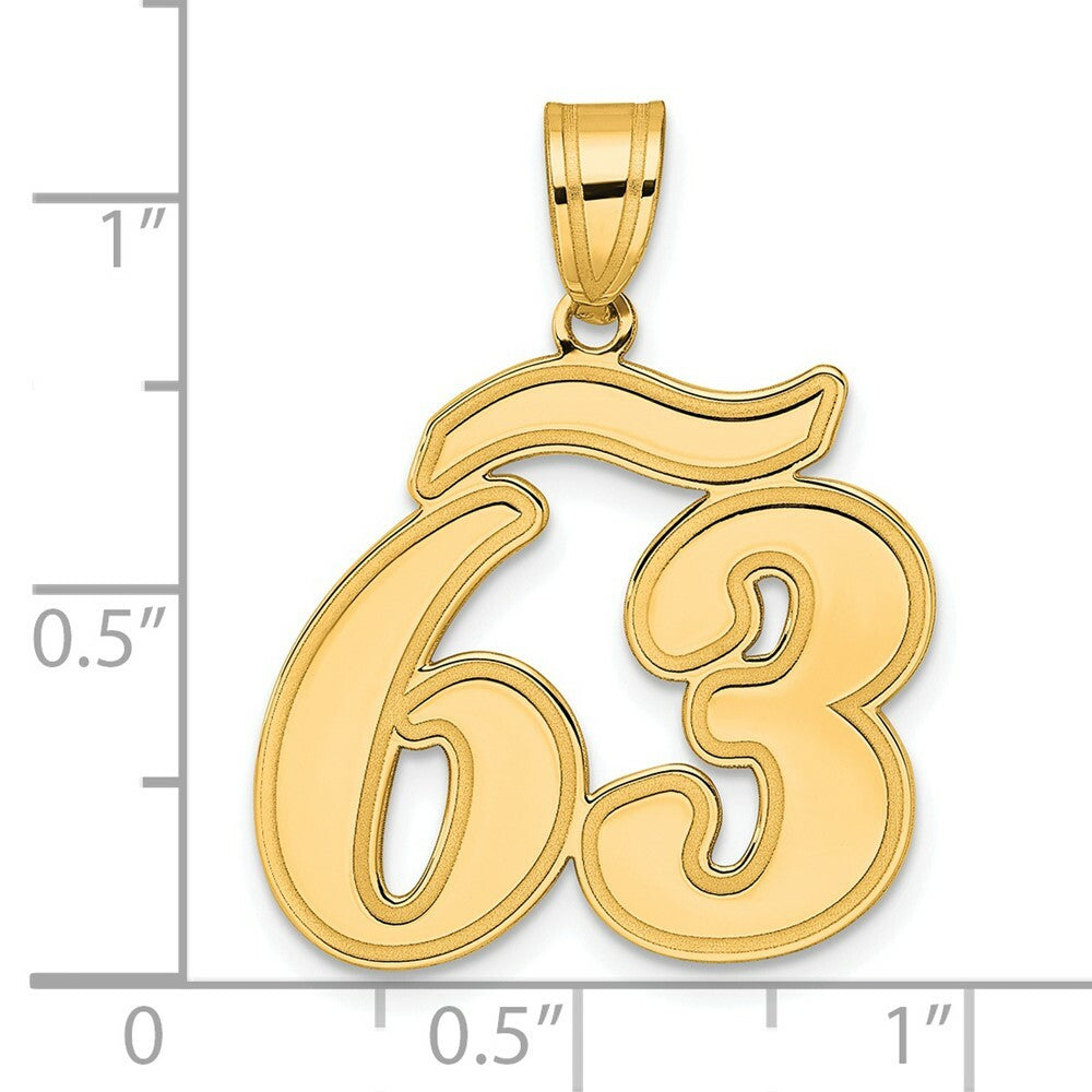 14K Yellow Gold Polished Script Number 63 Pendant