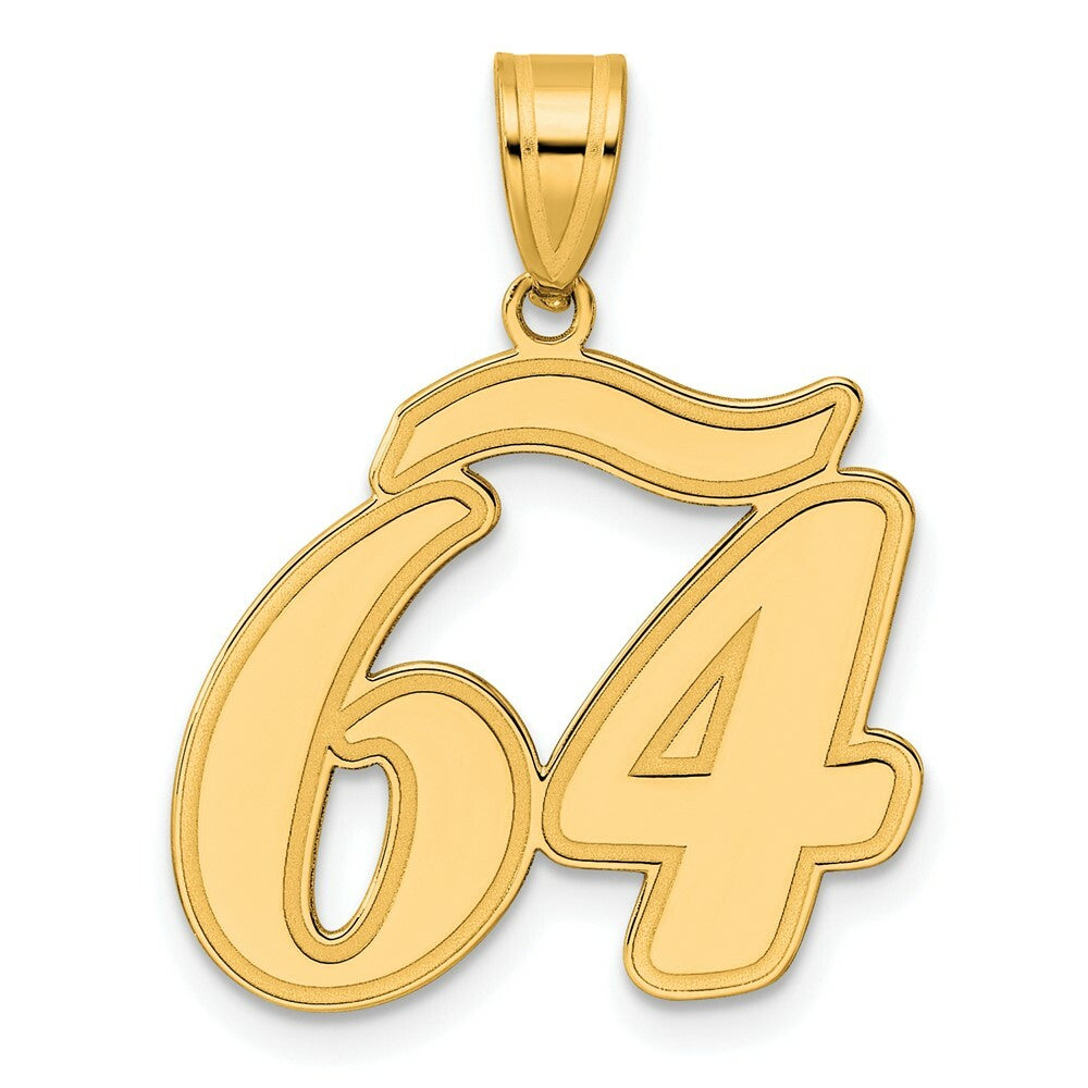 14K Yellow Gold Polished Script Number 64 Pendant