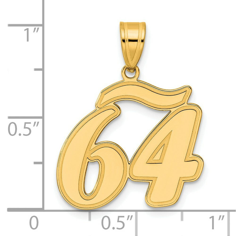 14K Yellow Gold Polished Script Number 64 Pendant