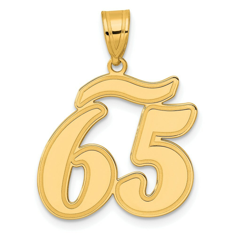 14K Yellow Gold Polished Script Number 65 Pendant