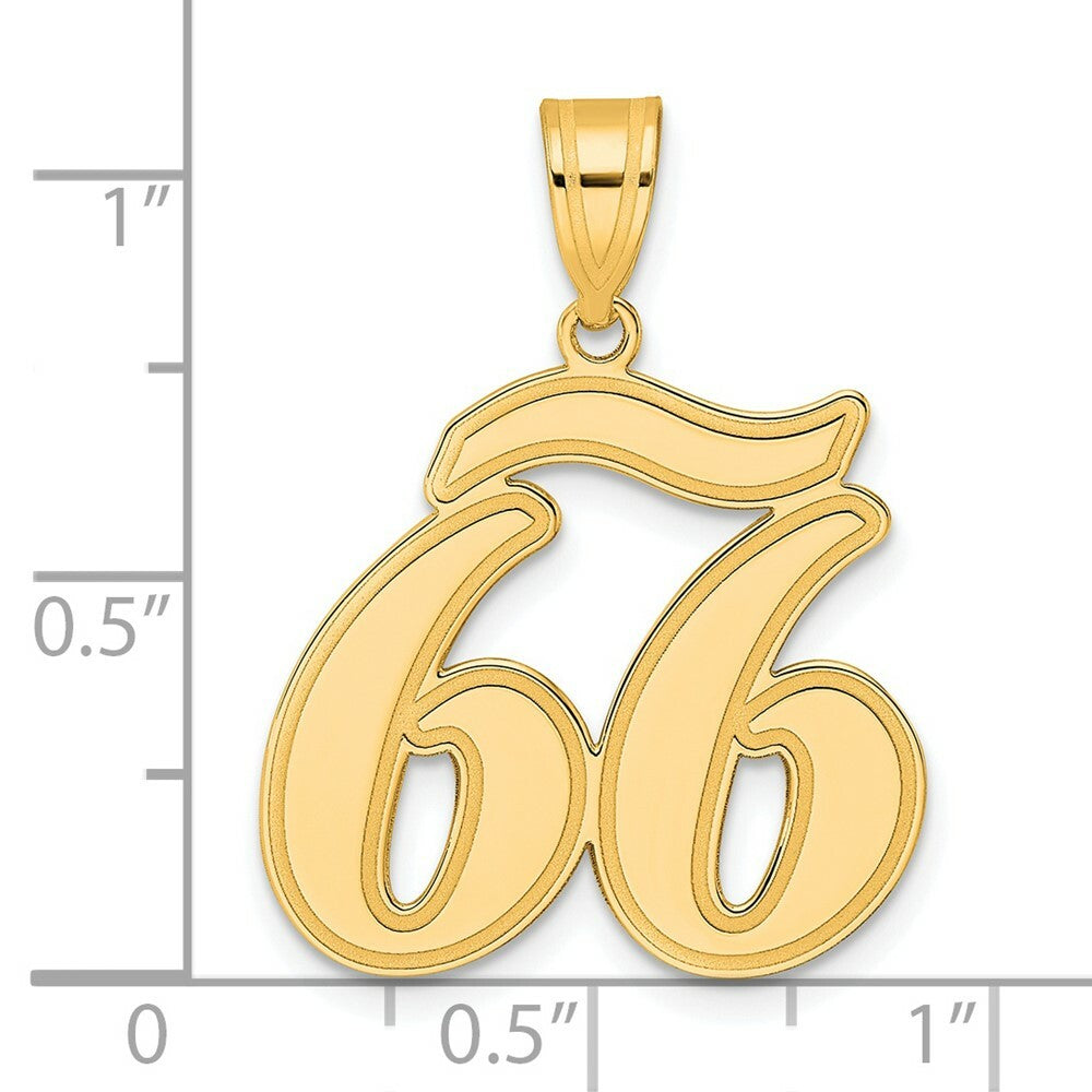 14K Yellow Gold Polished Script Number 66 Pendant