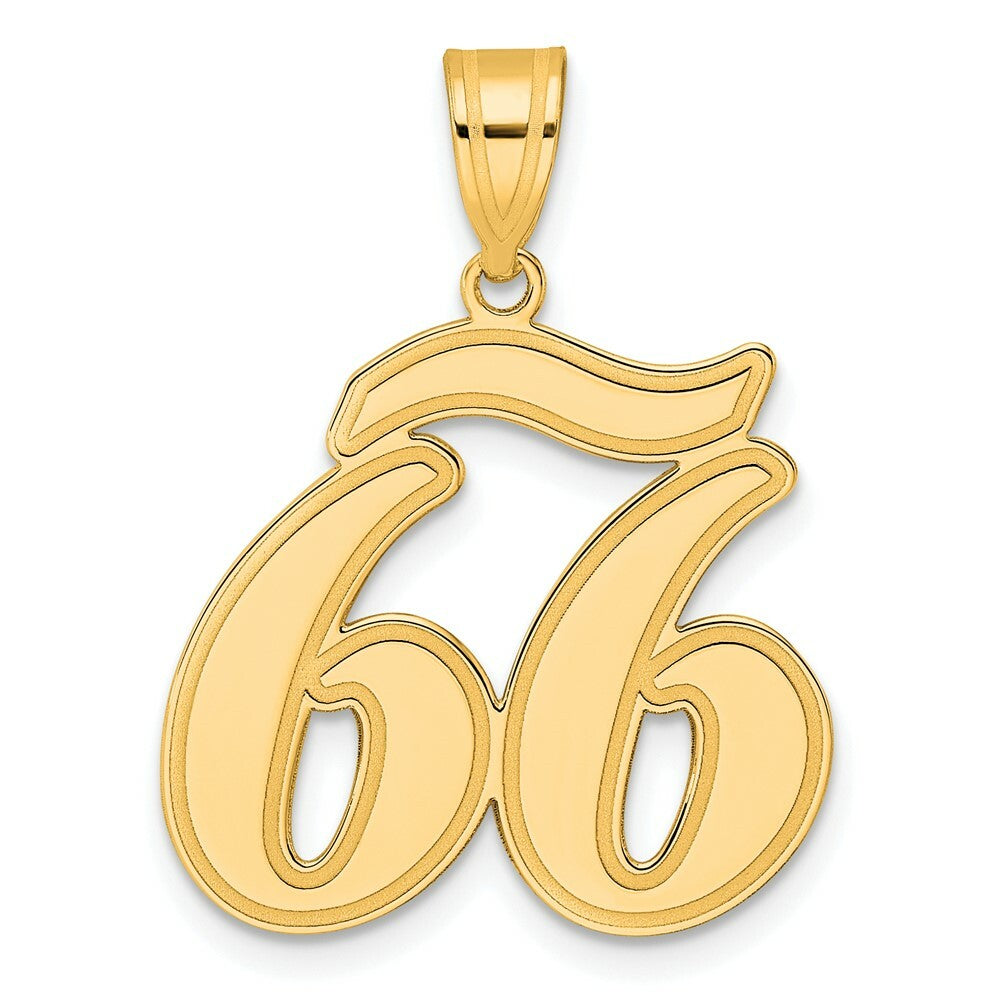 14K Yellow Gold Polished Script Number 66 Pendant