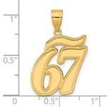 Load image into Gallery viewer, 14K Yellow Gold Polished Script Number 67 Pendant
