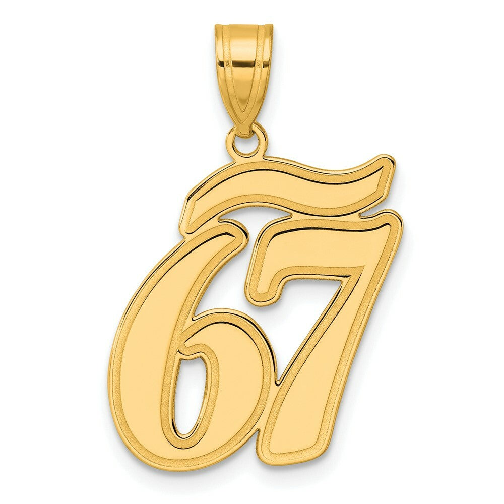 14K Yellow Gold Polished Script Number 67 Pendant