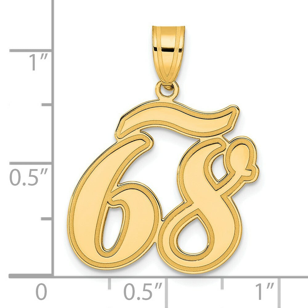 14K Yellow Gold Polished Script Number 68 Pendant