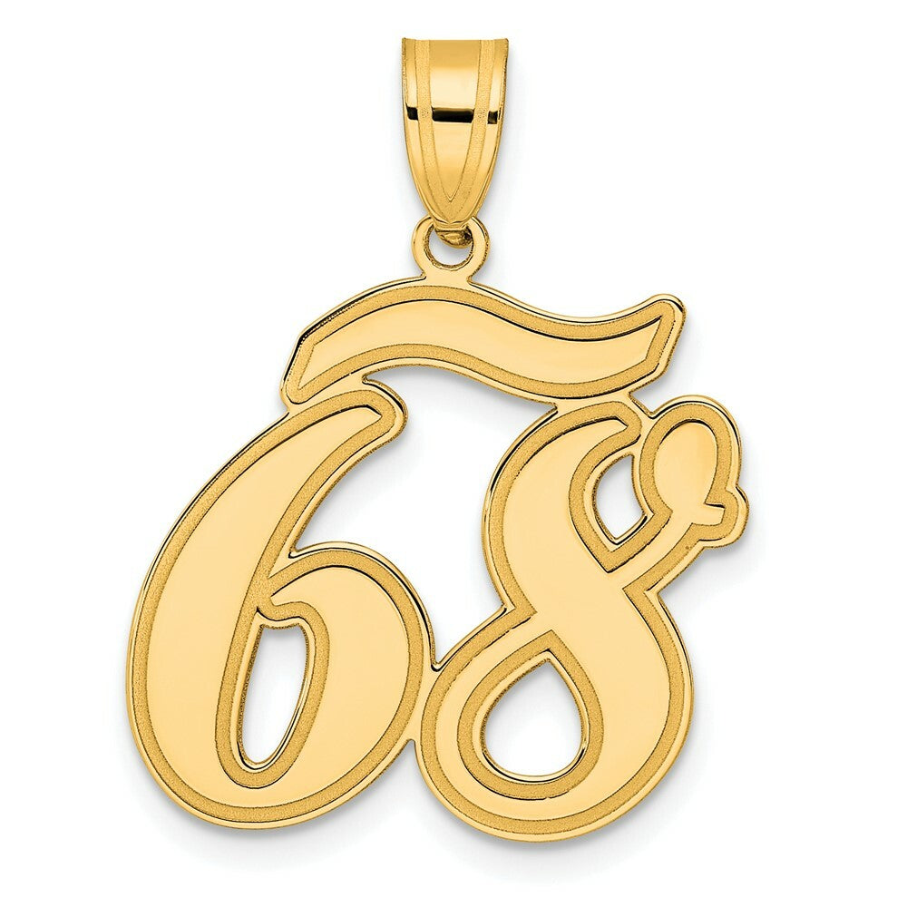 14K Yellow Gold Polished Script Number 68 Pendant