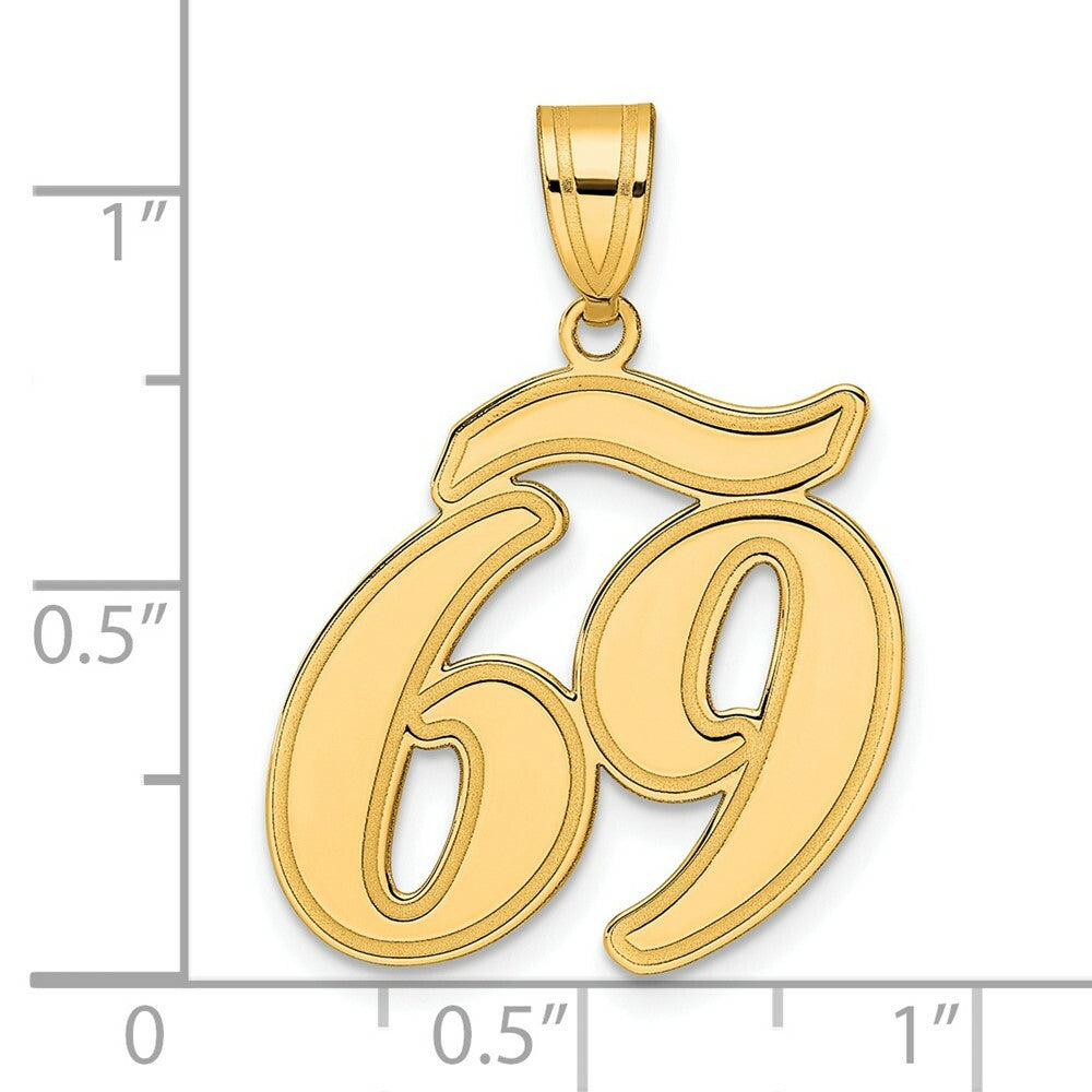 14K Yellow Gold Polished Script Number 69 Pendant