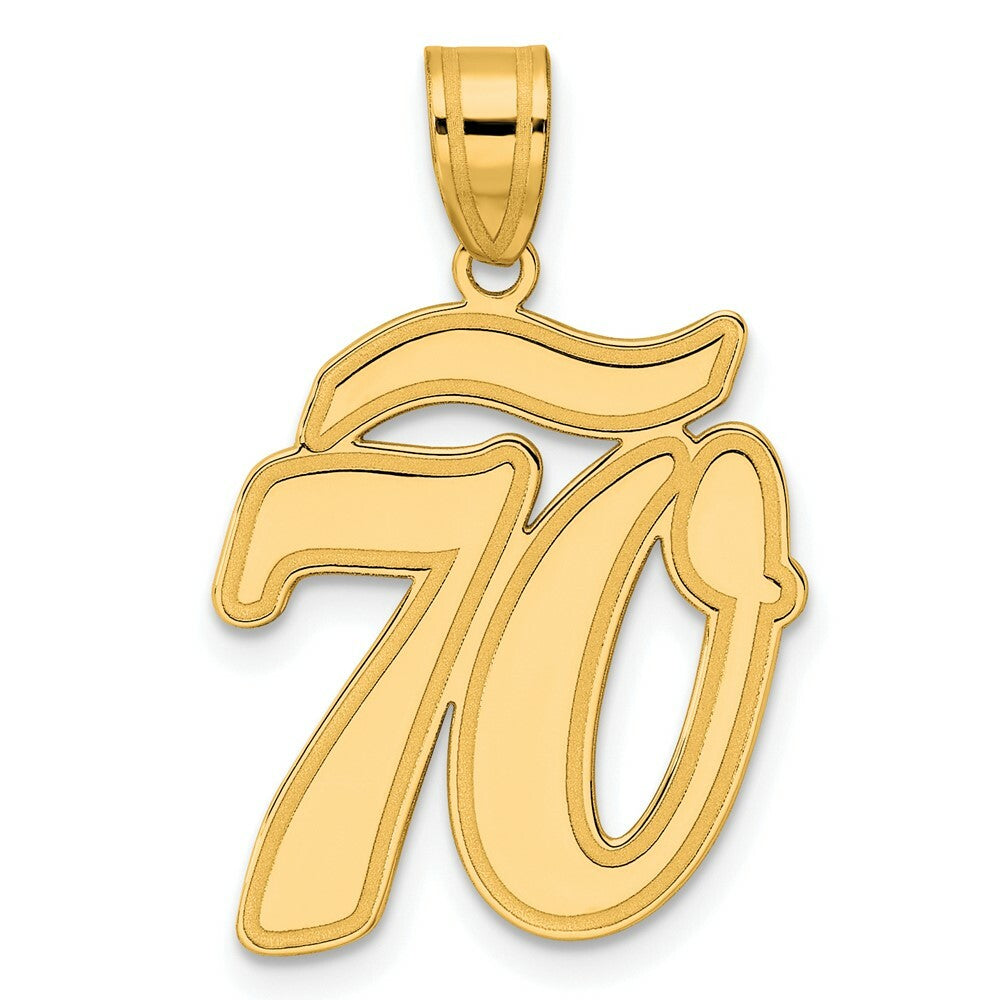 14K Yellow Gold Polished Script Number 70 Pendant