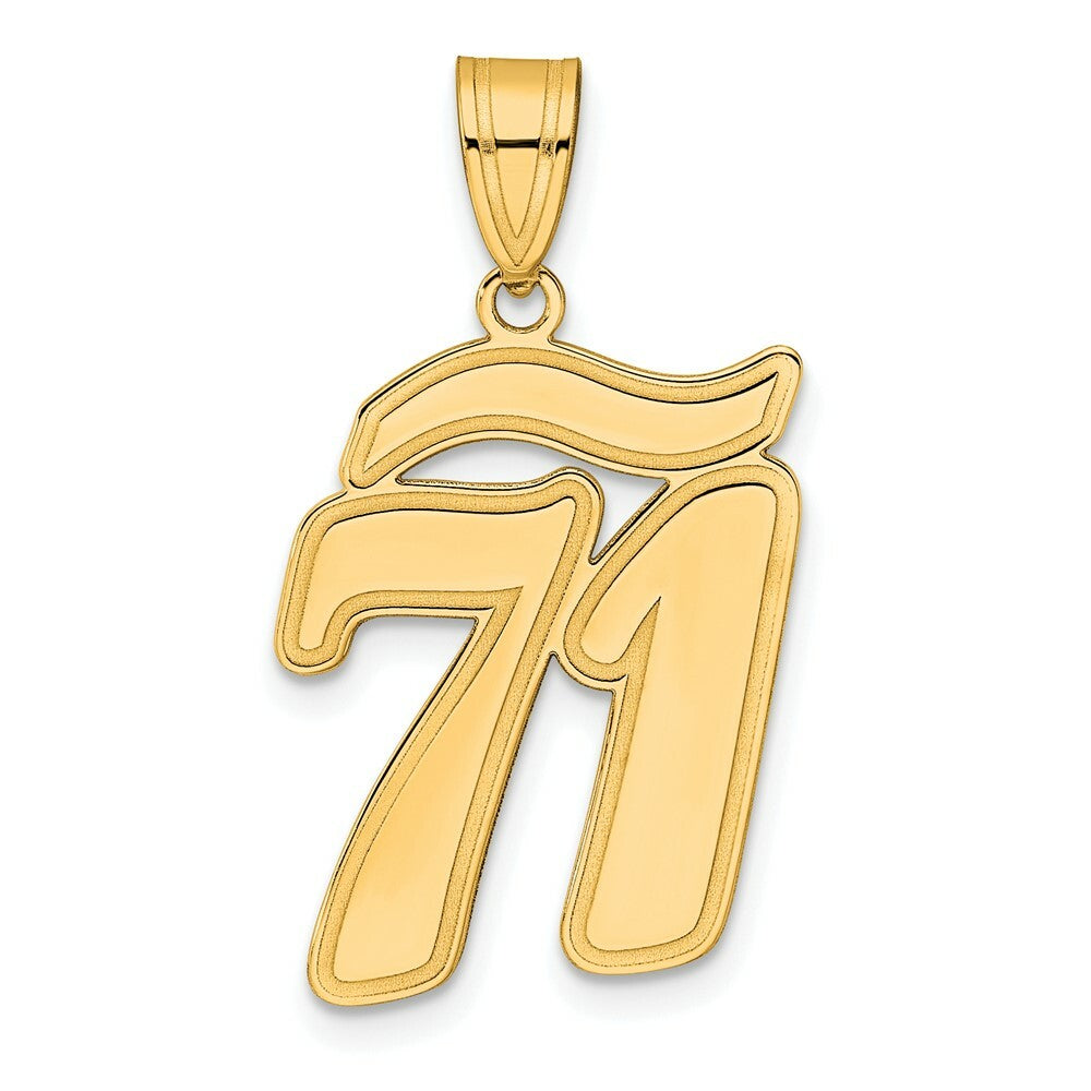 14K Yellow Gold Polished Script Number 71 Pendant