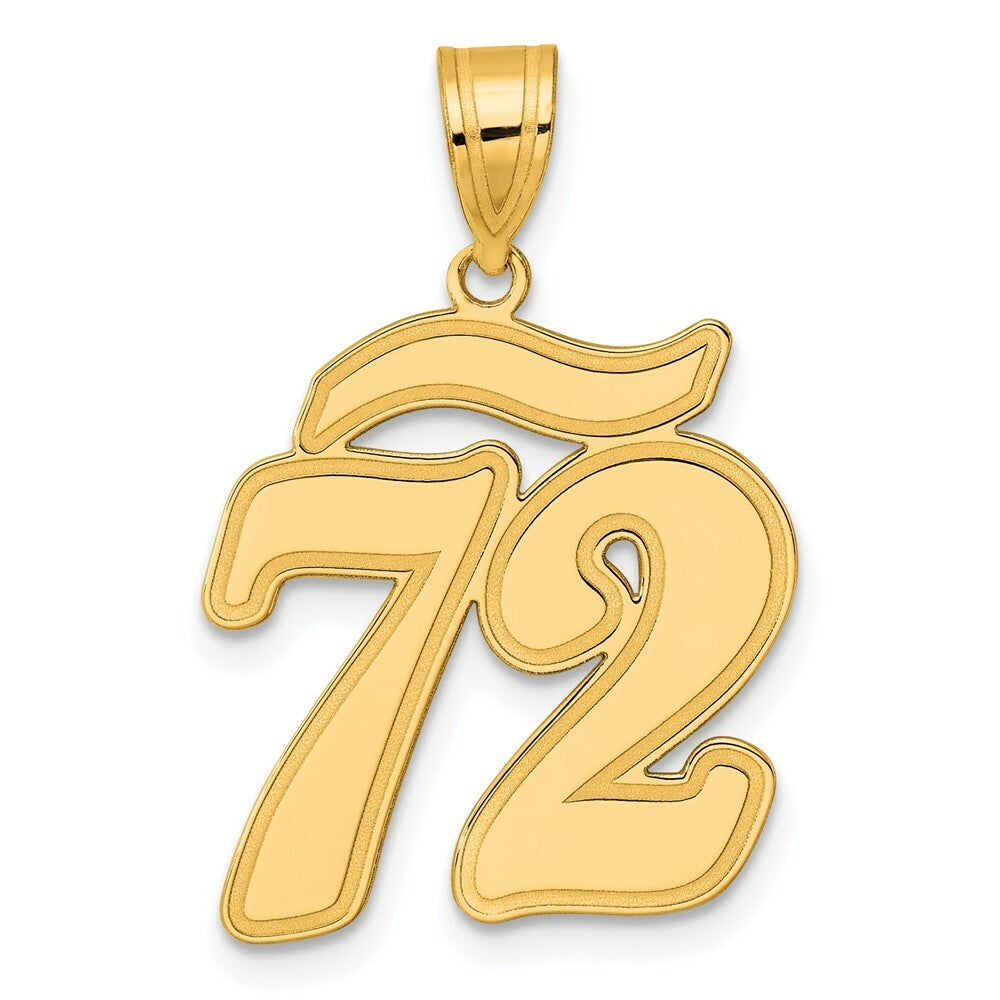 14K Yellow Gold Polished Script Number 72 Pendant