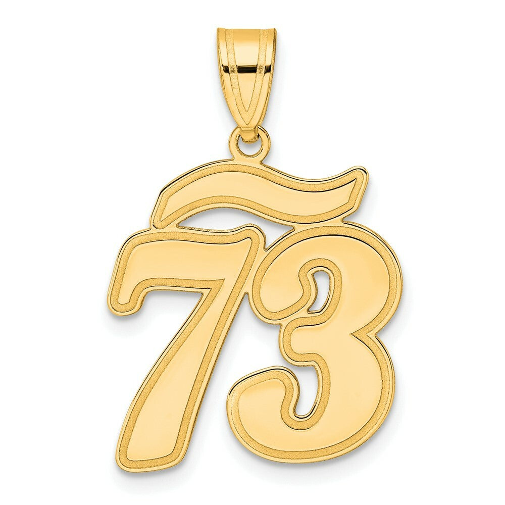 14K Yellow Gold Polished Script Number 73 Pendant