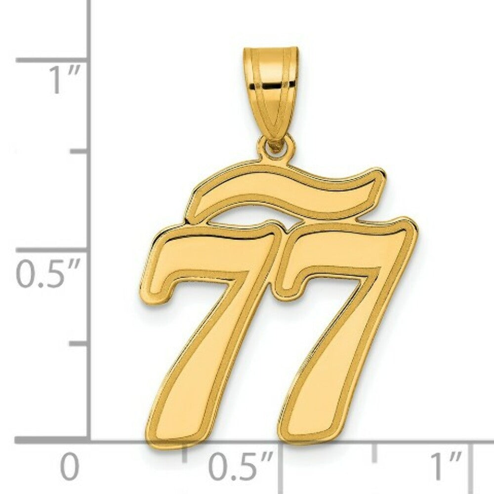 14K Yellow Gold Polished Script Number 77 Pendant
