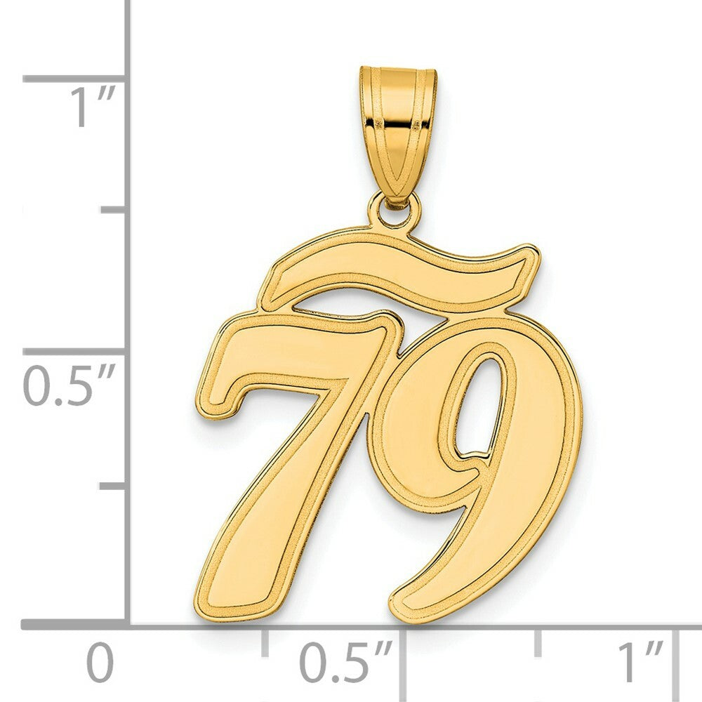 14K Yellow Gold Polished Script Number 79 Pendant