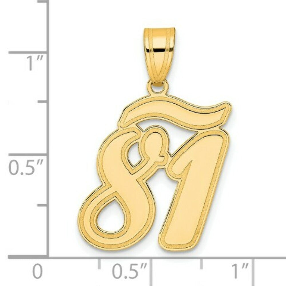 14K Yellow Gold Polished Script Number 81 Pendant