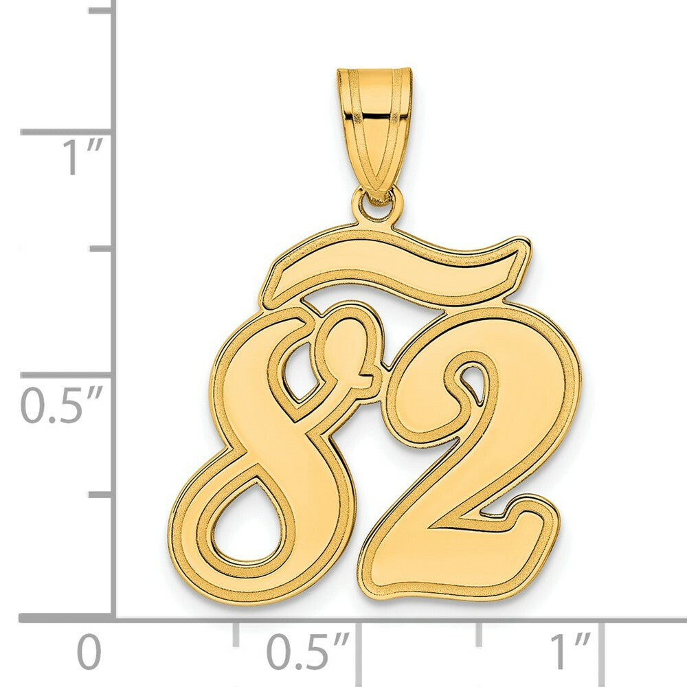 14K Yellow Gold Polished Script Number 82 Pendant