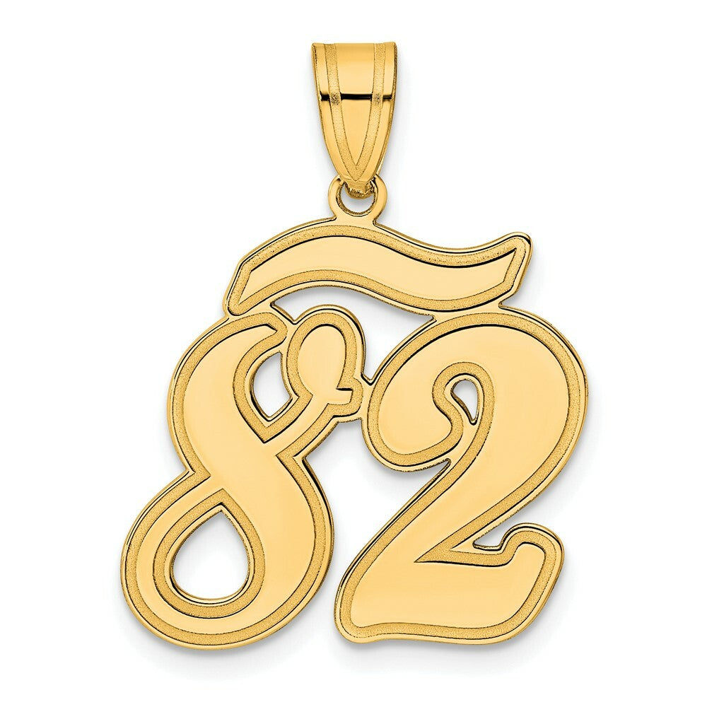 14K Yellow Gold Polished Script Number 82 Pendant