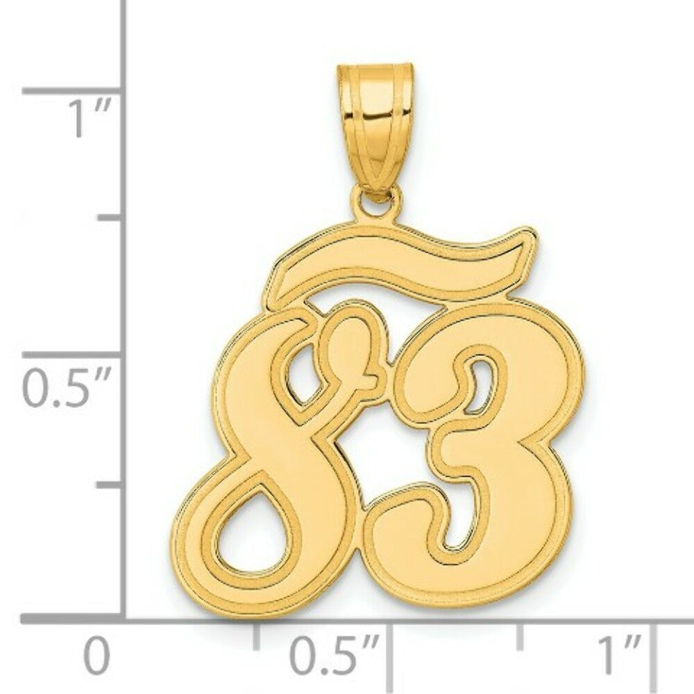 14K Yellow Gold Polished Script Number 83 Pendant