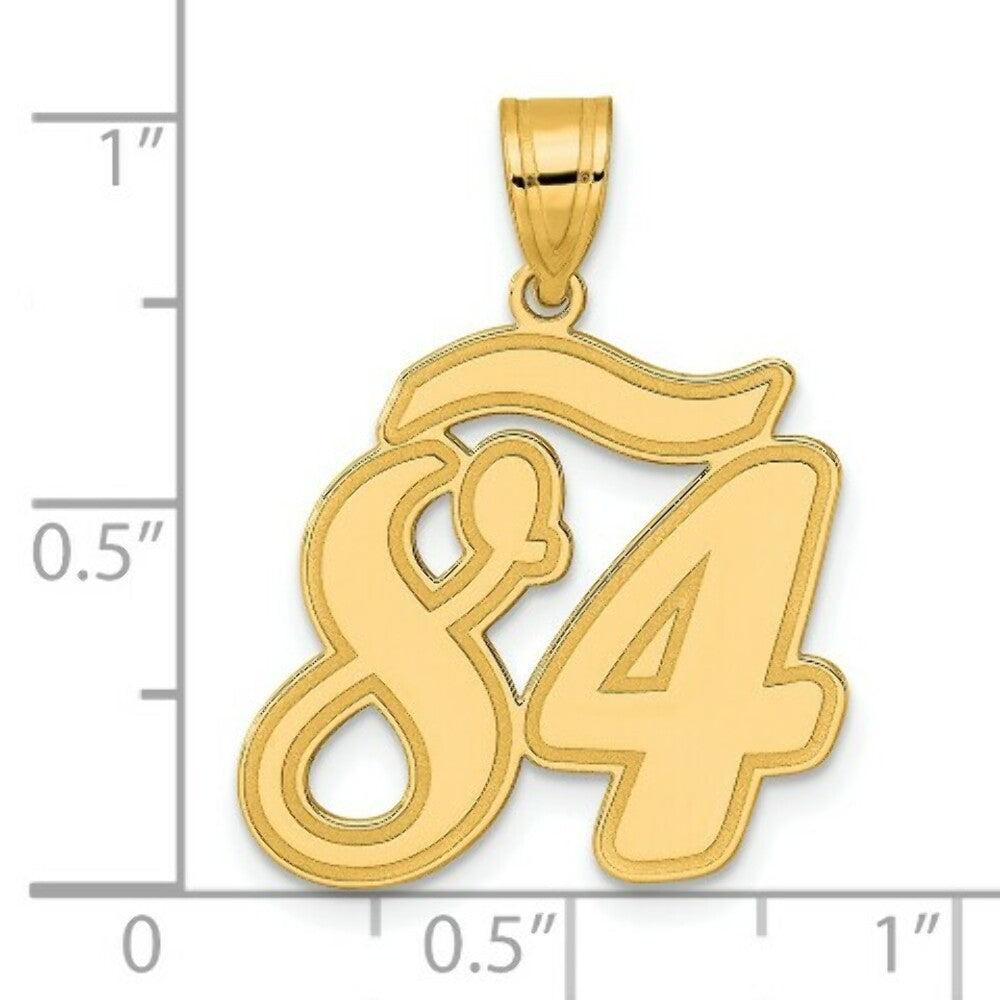 14K Yellow Gold Polished Script Number 84 Pendant