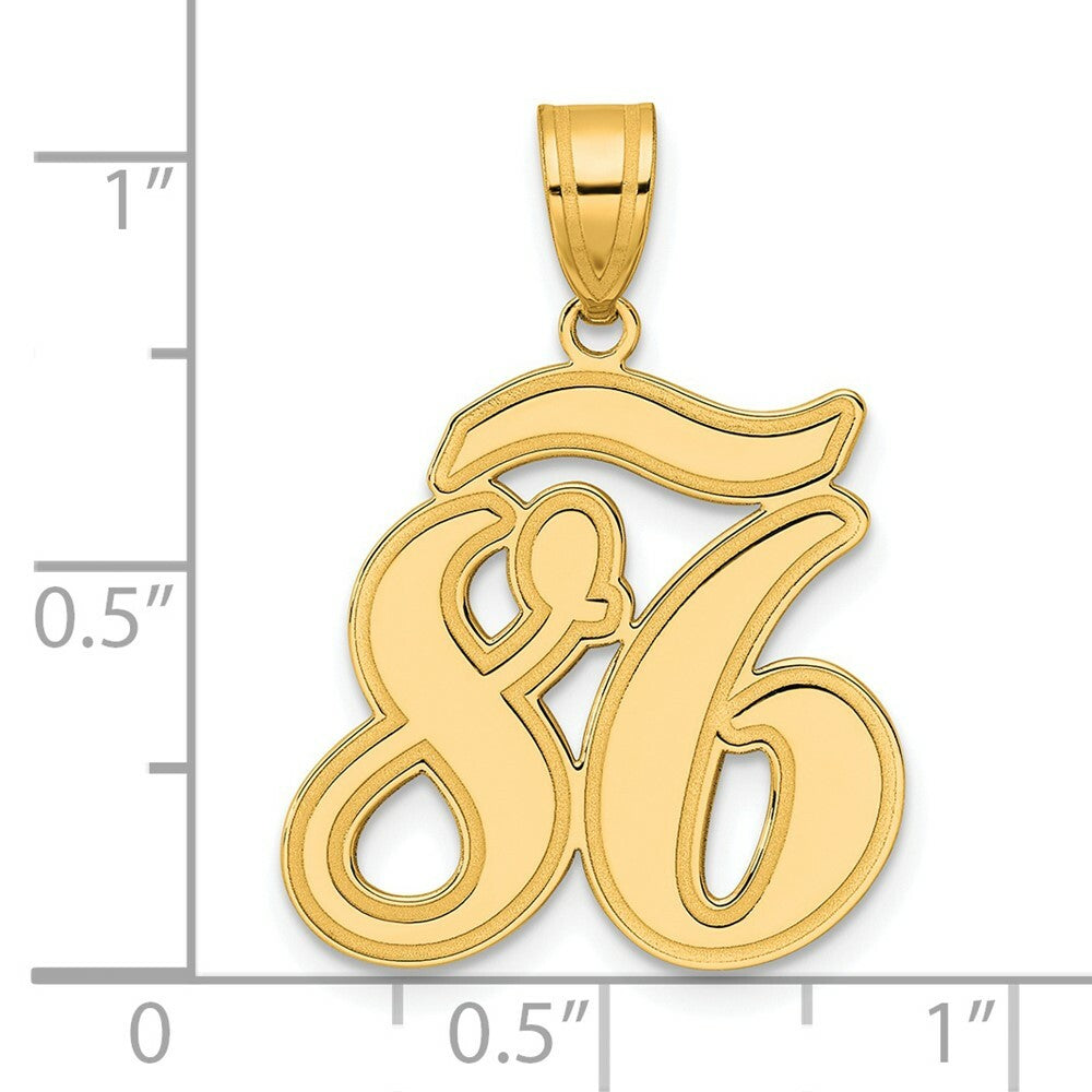 14K Yellow Gold Polished Script Number 86 Pendant